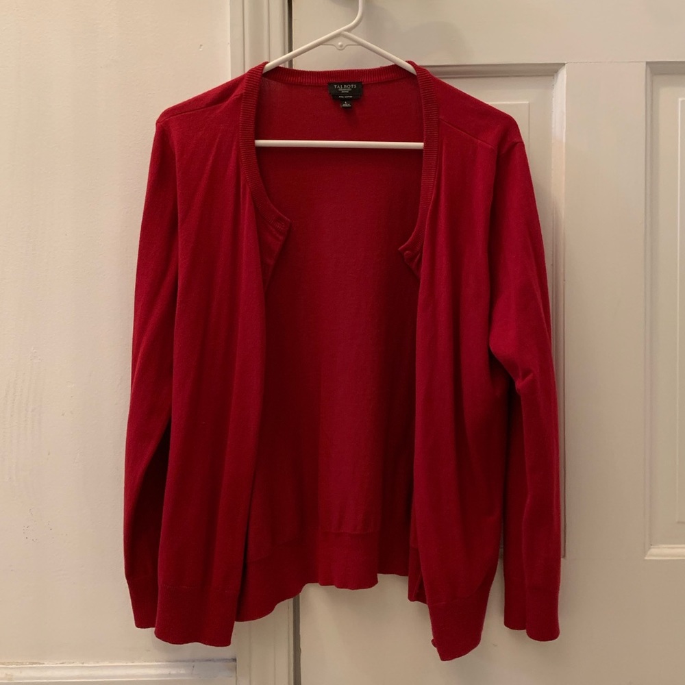 Vintage Red Talbots Petites Cardigan Sweater